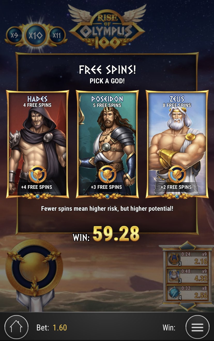 Rise of Olympus 100 Choice of Free Spins Game